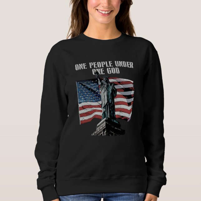 One People under One God Patriotic American Patrio T Shirt (Framsida)