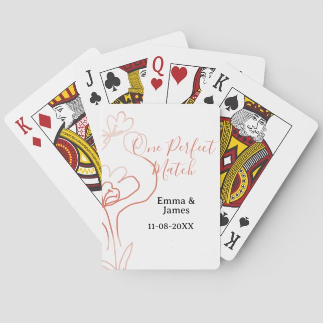 One Perfect match terracotta wedding couple name f Casinokort (Baksidan)