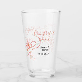 One Perfect match terracotta wedding couple name f Glaskopp