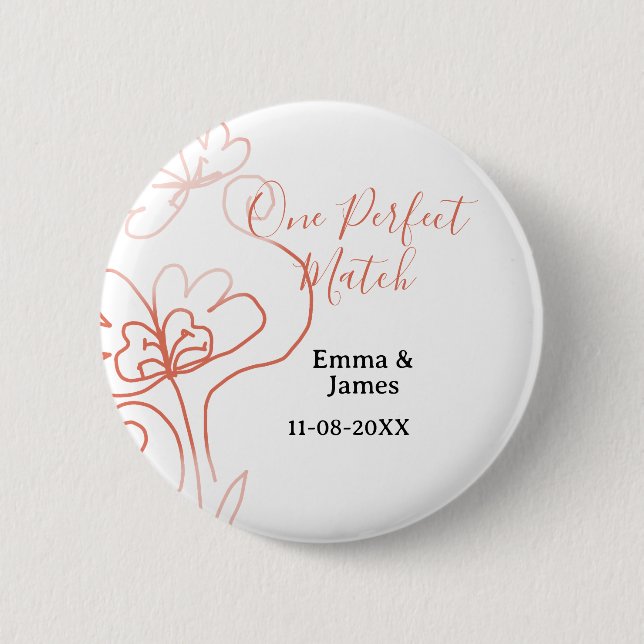 One Perfect match terracotta wedding couple name f Knapp (Framsida)
