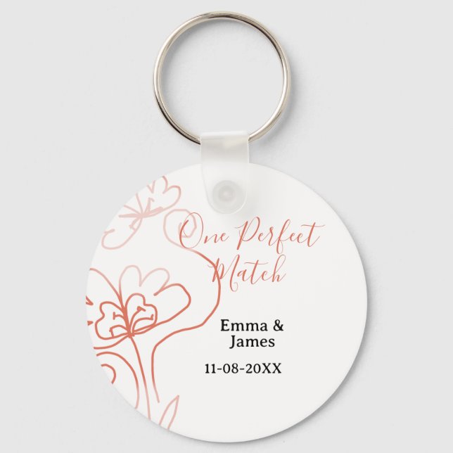 One Perfect match terracotta wedding couple name f Nyckelring (Framsida)