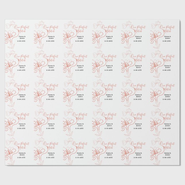 One Perfect match terracotta wedding couple name f Presentpapper (Platt)
