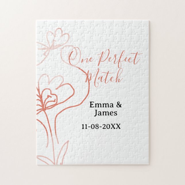 One Perfect match terracotta wedding couple name f Pussel (Vertikal)