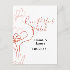 One Perfect match terracotta wedding couple name f Vykort