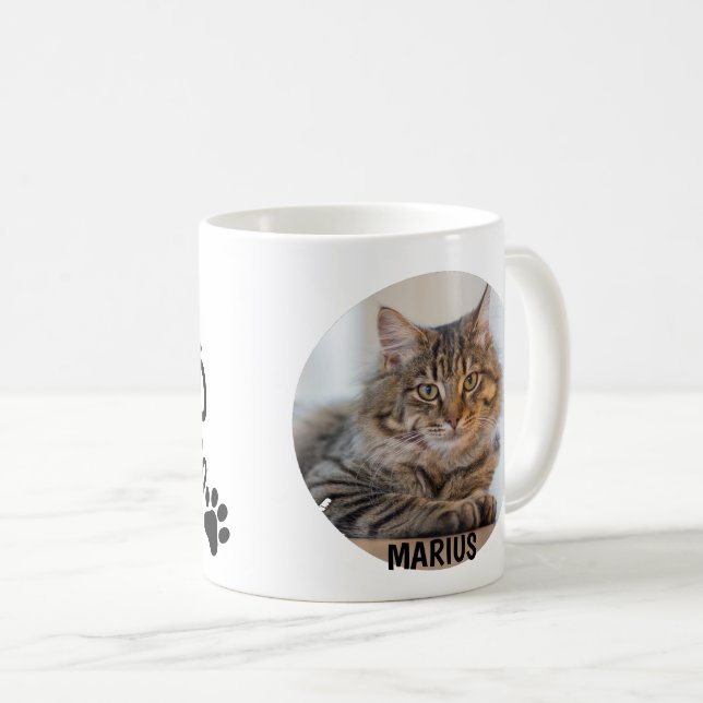 One Photo Best Cat Dad Ever Pet Paw Prints Kaffemugg (Framsida höger)