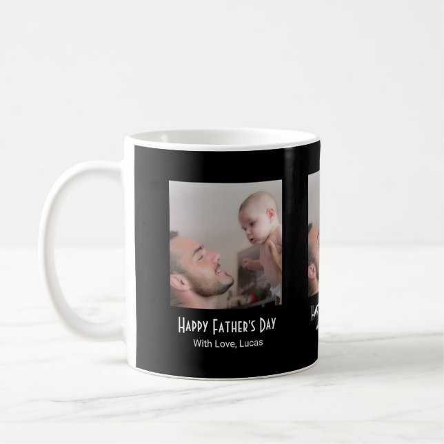 One Photo Happy Father's Day Black White Kaffemugg (Vänster)