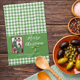 One Photo Helgdag Grönt and White Houndstooth Kökshandduk