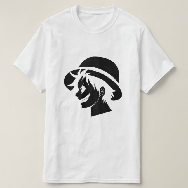 One Piece Luffy Straw Hat Pirate Silhouette Tees T Shirt (Design framsida)
