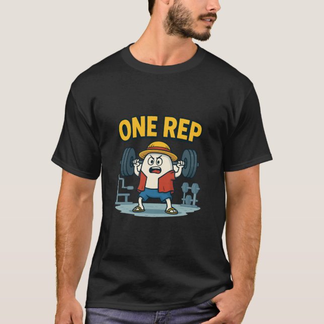 ONE REP Funny Gym Cartoon Egg Workout T-Shirt for  (Framsida)
