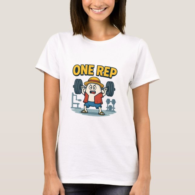 ONE REP Funny Gym Cartoon Egg Workout T-Shirt for  (Framsida)