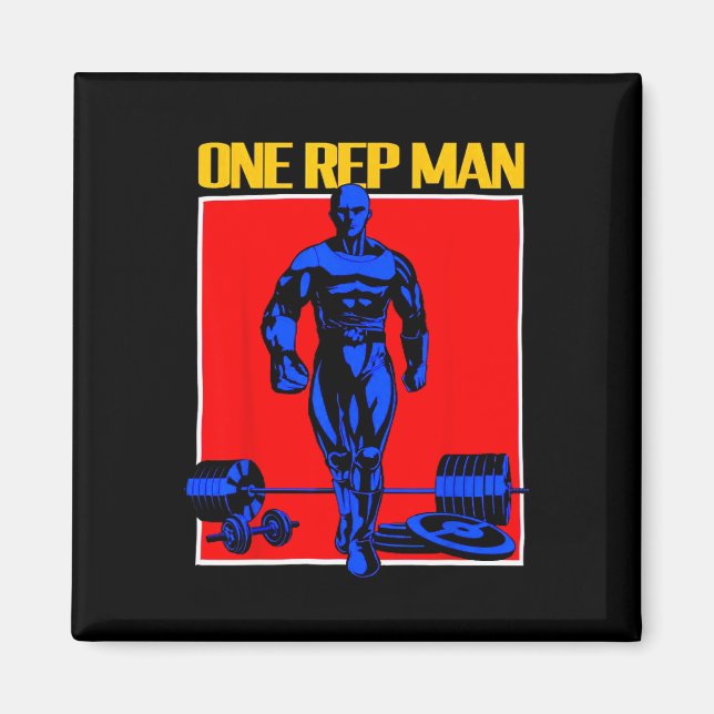 One Rep Man Weightlyftning Bodybuilding Gym Workou Magnet (Framsidan)