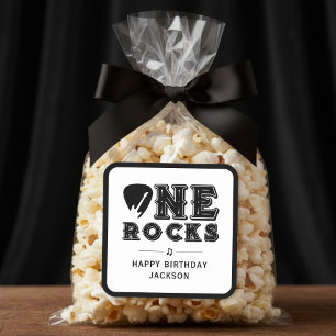 One Rocks Gitarrplektrum 1-års Födelsedagsfest Fyrkantigt Klistermärke