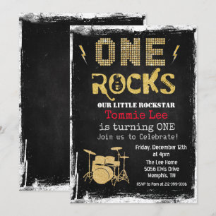 One Rocks Rockstar Trumset 1-års inbjudan