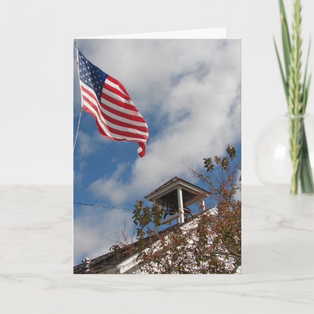 One Room School & American Flagga, Lycklig 4 juli Kort (Framsida)