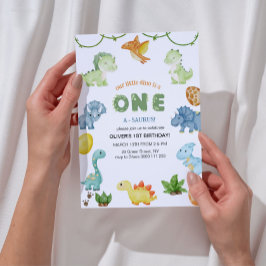 One-Saurus första födelsedagsinbjudan Inbjudningar