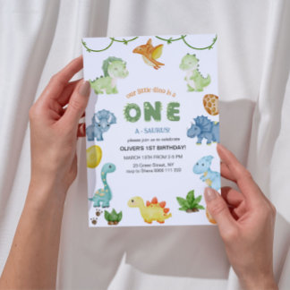 One-Saurus första födelsedagsinbjudan Inbjudningar