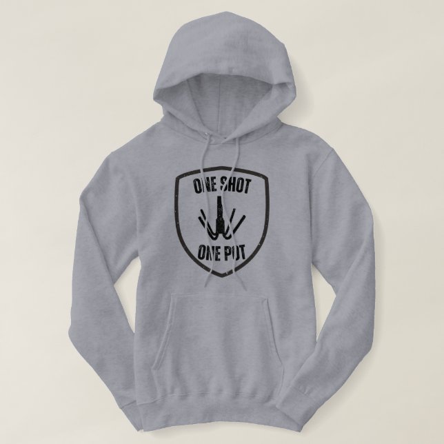 One Shot, One Pot Fishing Hoodie (Design framsida)