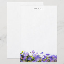 (One sided) Elegant floral Personalized Stationery Brevpapper