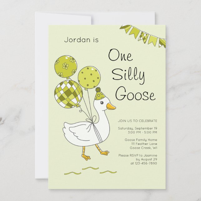 One Silly Goose 1-års inbjudan (Framsida)