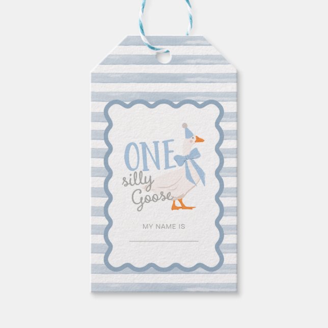 One Silly Goose 1st Birthday Adoption Stuffie  Presentetikett (Framsidan)