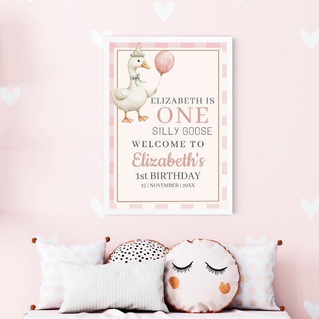 One Silly Goose 1st Birthday Girl Party Poster (Skapare uppladdad)