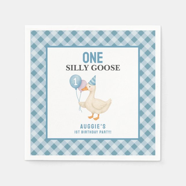 One Silly Goose 1st Birthday Pappersservett (Framsidan)