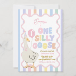 One Silly Goose 1st Birthday Party Spring Birthday Inbjudningar