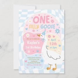 One Silly Goose 1st Birthday Party Spring Birthday Inbjudningar