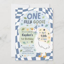 One Silly Goose 1st Birthday Party Spring Birthday Inbjudningar