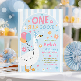 One Silly Goose 1st Birthday Party Spring Birthday Inbjudningar
