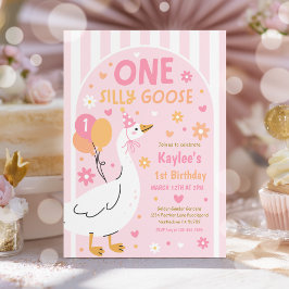 One Silly Goose 1st Birthday Party Spring Birthday Inbjudningar