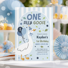 One Silly Goose 1st Birthday Party Spring Birthday Inbjudningar