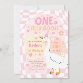 One Silly Goose 1st Birthday Party Spring Birthday Inbjudningar