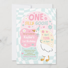One Silly Goose 1st Birthday Party Spring Birthday Inbjudningar