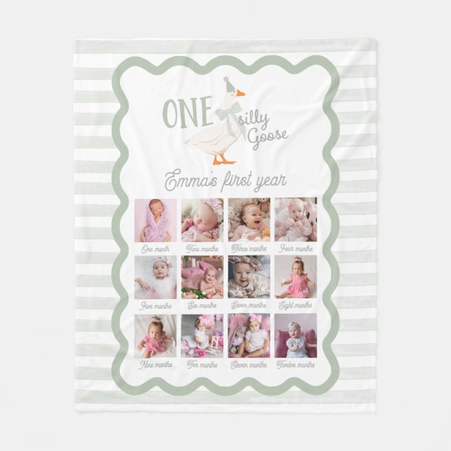 One Silly Goose 1st Birthday Photo Sign Fleecefilt (Framsidan)