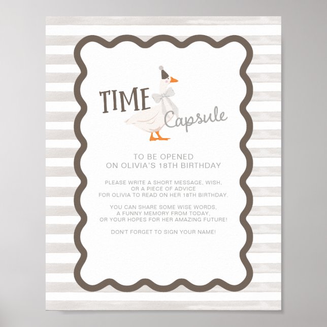 One Silly Goose 1st Birthday Time Capsule Sign Poster (Framsidan)