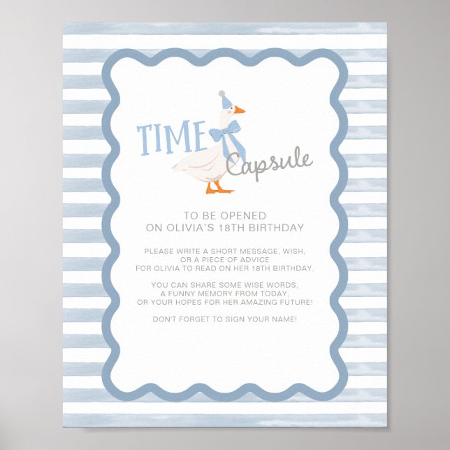 One Silly Goose 1st Birthday Time Capsule Sign Poster (Framsidan)