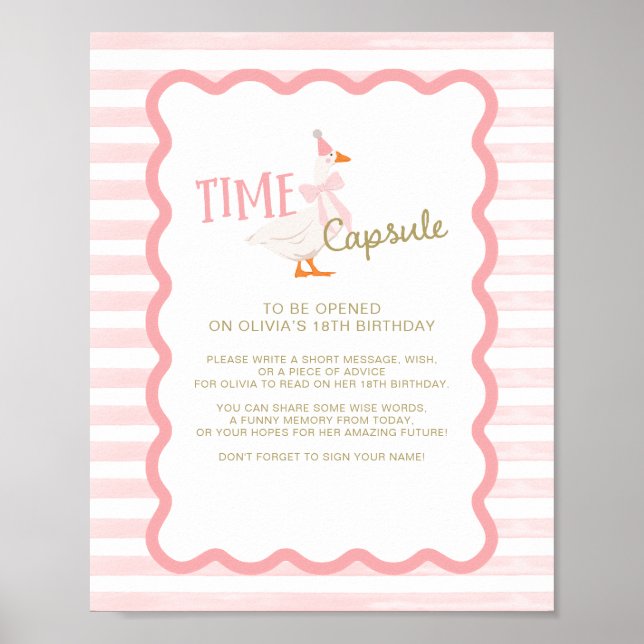 One Silly Goose 1st Birthday Time Capsule Sign Poster (Framsidan)