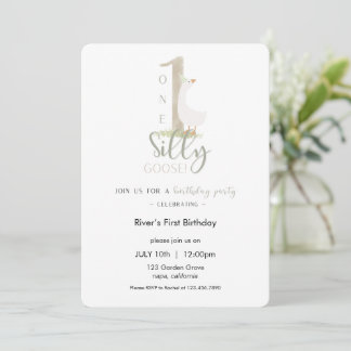 One Silly Goose Birthday Invitation Inbjudningar