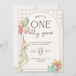 One Silly Goose Birthday Invite Gender Neutral Inbjudningar