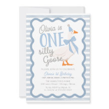 One Silly Goose Blue Bow 1st Birthday