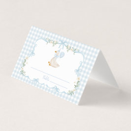One Silly Goose Blue Bow Birthday Place Cards Kort