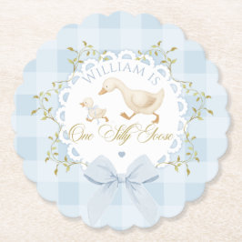 One Silly Goose Blue Goingham Whimsical Birthday Underlägg Papper