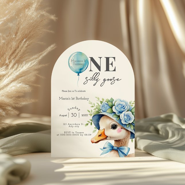 One Silly Goose Boy 1st Birthday  Invitation Inbjudningar (Skapare uppladdad)