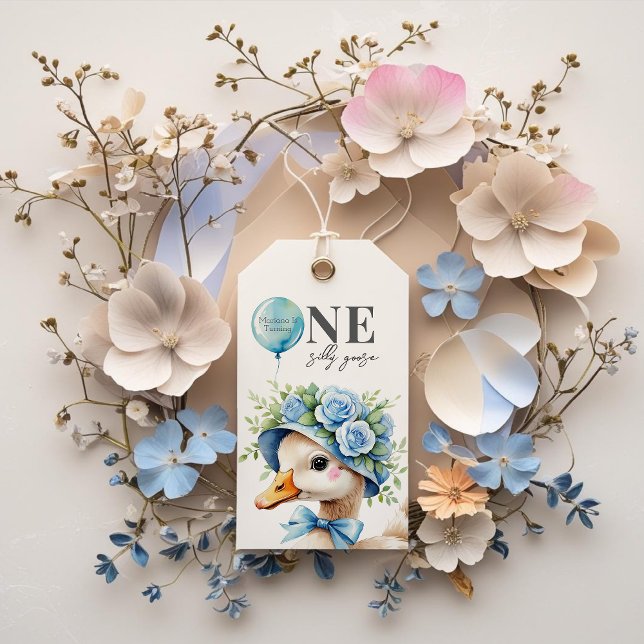 One Silly Goose Boy Birthday  Presentetikett (Skapare uppladdad)