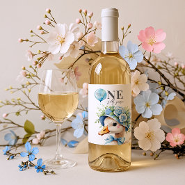 One Silly Goose Boy Birthday  Vinflaska Etikett