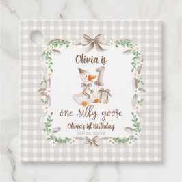 One Silly Goose Brown Bow 1st Birthday Gåvor Etiketter