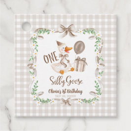 One Silly Goose Brown Bow 1st Birthday Gåvor Etiketter