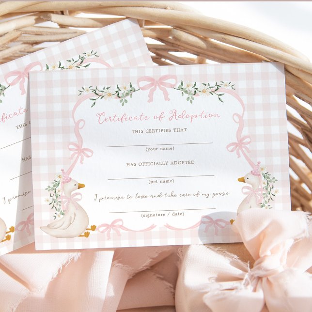 One Silly Goose: Certificate of Adoption Card Inbjudningar (Skapare uppladdad)