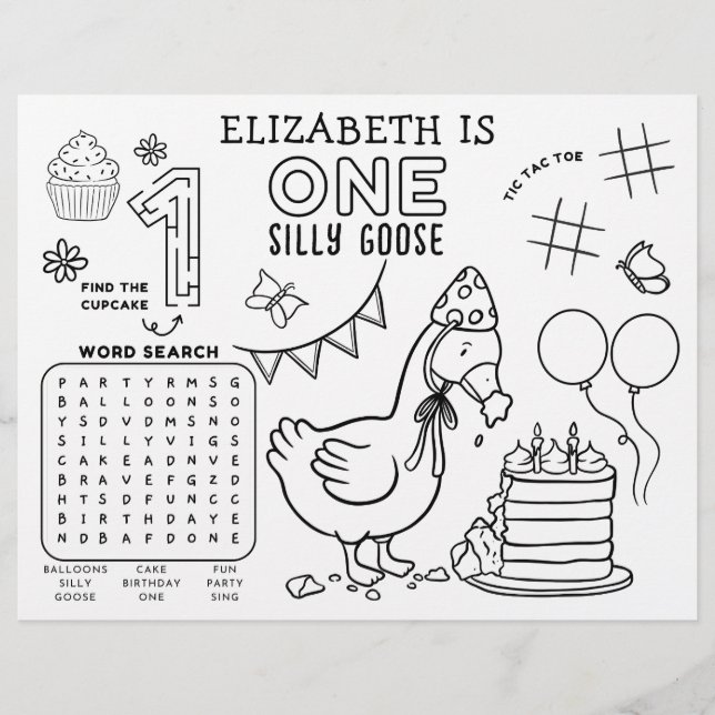 One Silly Goose First Birthday Activity Placemat (Framsida)